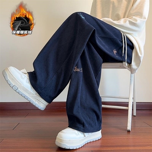 重磅灯芯绒500g腊肠狗加厚银狐绒宽松阔腿裤K5681J加绒-特P50控98图片
