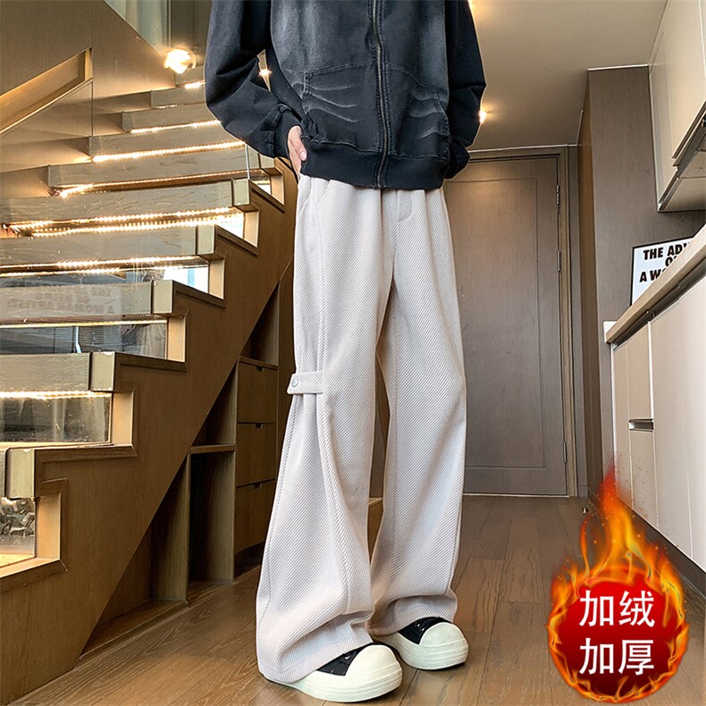 加绒厚款毛呢裤男休闲裤宽松直筒束腿裤KD631J-P50加绒P70,男装休闲裤,电商D312-1