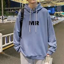 WY2253-P35纯棉连帽卫衣男大码运动帽衫宽松薄外套男，男装卫衣，电商A040