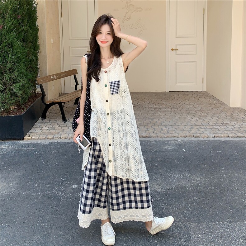休闲风学院风韩系慵懒风时尚套装气质家居服外穿吊带蕾丝套装网红,女装套装/套裙,2C272
