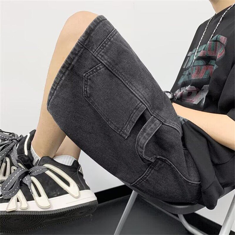美式复古伐木工装牛仔短裤男夏季潮牌痞帅宽松五分裤LF51055-p45,男装牛仔裤,星座1008
