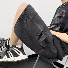 美式复古伐木工装牛仔短裤男夏季潮牌痞帅宽松五分裤LF51055-p45，男装牛仔裤，星座1008