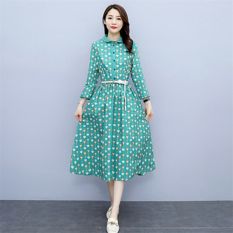 春秋女装素气质订棉麻早秋长袖连衣裙女2025年新款打底裙子,女装连衣裙,木橙西子