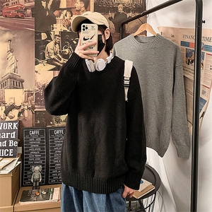 MY001 2025春纯色精梳棉圆领休闲百搭毛衣直筒套头针织衫图片