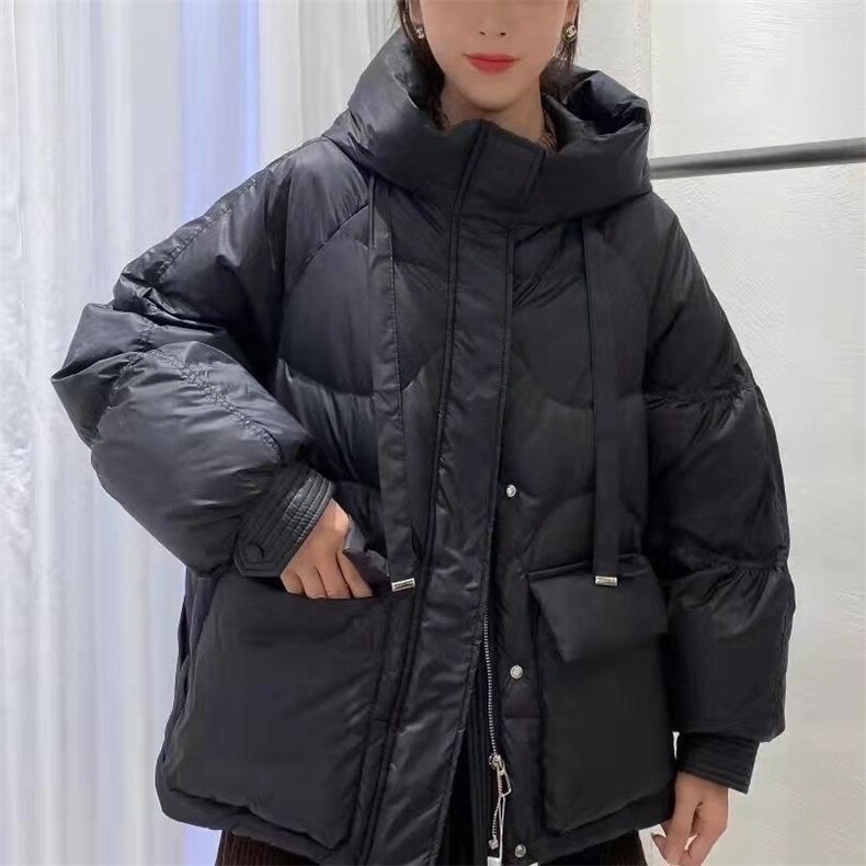 2021冬季新款欧货时尚连帽百搭80％白鸭毛保暖羽绒服,女装羽绒服,L·H·X