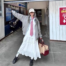 假两件工装外套美式覆古棒球服早春季宽松设计感飞行夹克女潮ins，男装夹克，星座506A