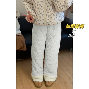 特批P45无差价冬抖音羊羔毛菱格保暖夹棉棉裤男女K5613J加棉图片