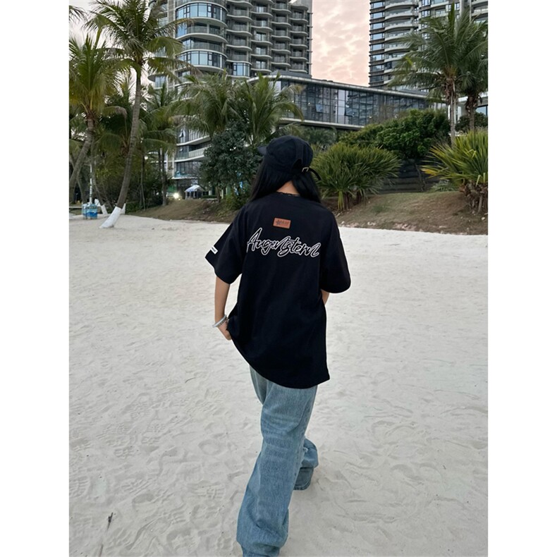 网图有货美式夏季魔术贴短袖T恤男女纯棉情侣宽松上衣A500-P38,男装T恤,星座1505