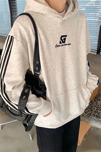2025港风连帽刺绣设计袖子三杠织带大码M-5XL卫衣男WY77737P58控图片