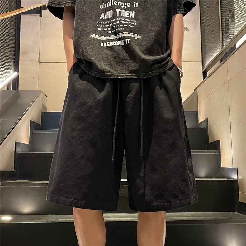 五分裤休闲裤时尚潮牌青春流行慵懒夏季直筒型原宿潮运动裤潮流男,男装休闲裤,四季星座218-1