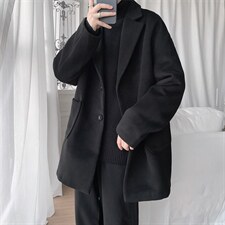 N2075/P90新款冬季男士呢大衣男中长款男呢料韩版潮呢子外套风衣图片