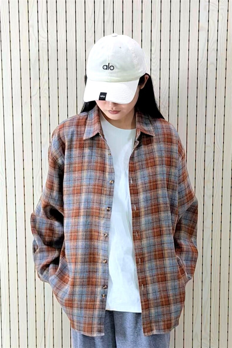 春季新款现货（跨境电商）格子男女情侣款潮流宽松格纹衬衣,男装衬衫,星座1107-1