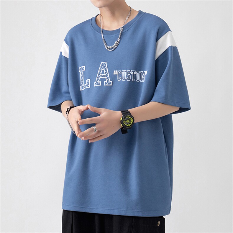 新款夏季设计潮流男装时尚百搭圆领男士字母印花T恤ZDY3408-P48,男装T恤,星座717