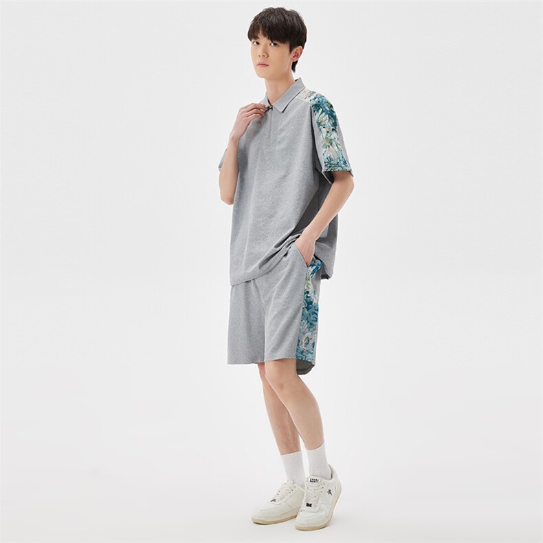 痞帅两件套休闲运动套装情侣款短袖POLO衫潮港风A436-K8950-P70，男装Polo衫，电商A436