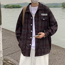 青春流行日系拼色衬衫时尚气质潮新款男文艺标准长袖百搭春季，男装衬衫，星座716-4