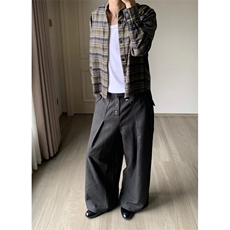 春季设计感宽松西装裤男新款垂感小众直筒裤休闲阔腿裤LB0655-P55，男装西服套装，星座1008