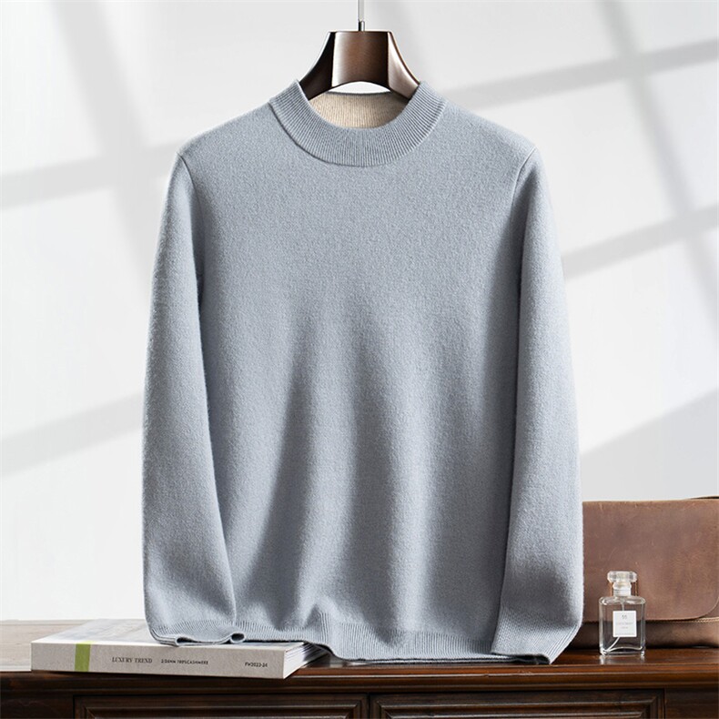 2024秋冬新款羊绒男士空气层半高领羊绒衫男装，男装羊绒套衫，曼云男装羊绒