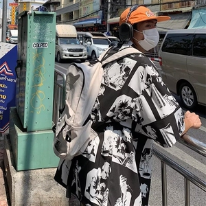 2025夏季宽松垂感短袖衬衫痞帅水墨免烫衬衣潮 CC2235 P30图片