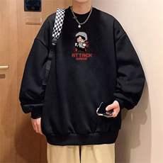 350g潮牌卡通圆领情侣长袖打底衫上衣服束口T恤卫衣Y14-P38网图，男装T恤，电商B245
