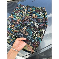 抖音品质夏款男短裤字母图案刺绣涂鸦潮五分裤D053P38，男装牛仔裤，星座1013-1