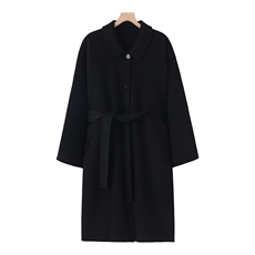 2025年秋季新款百搭女士系扣polo领大衣，女装双面呢大衣，鹿展羊绒大衣