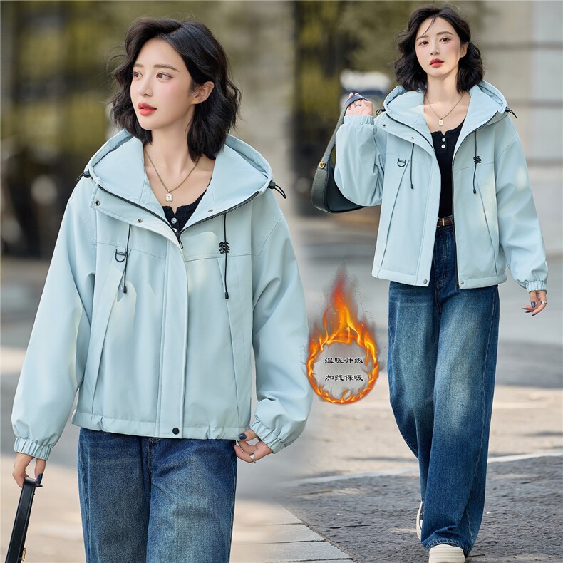 2025年冬季新款时尚加绒连帽棉服派客服,女装棉衣/棉服,依路服饰