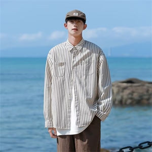 2024春季新款潮牌纯色衬衫男潮流宽松休闲衬衣外套现货 W8145-P35图片