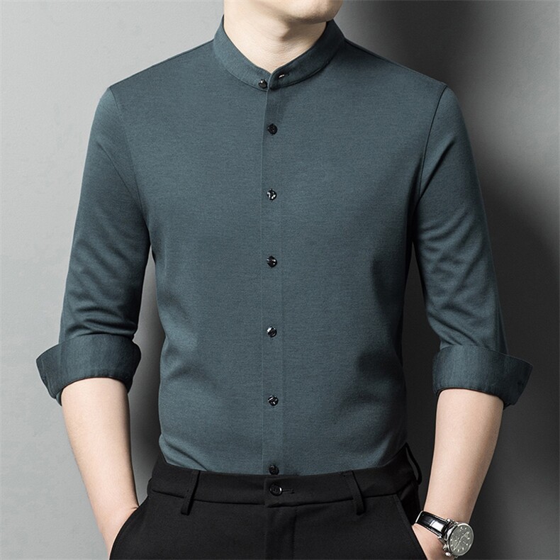 BB57370钱塘2020-2秋季新款男士长袖纯色百搭休闲立领衬衫P140，男装衬衫，钱塘207-2