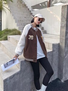 羊羔毛棒球服外套图片