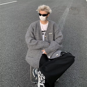 秋冬新款复古宽松V领毛衣外套男MY9211-P53图片