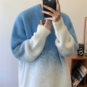 冬季新款 D5588-TP5078 美式高街渐变设计感圆领针织毛衣男女图片