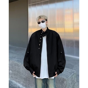 TH08-P55夹克有垫肩原版抽绳黑色灰绿色M-2XL图片