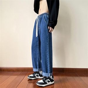 7色！春季牛仔裤男直筒拖地阔腿裤高街潮牌   A080-9291-P35控58图片
