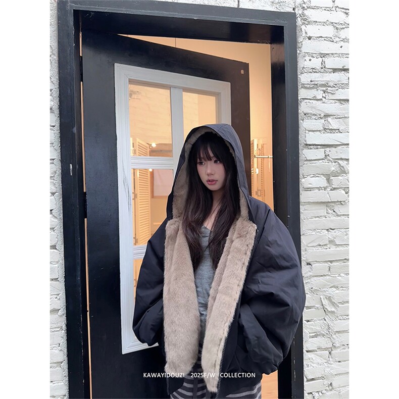 两面穿现货重磅短款座山雕棉衣男女双面穿毛毛绒棉服加厚外套，男装棉衣，电商A486