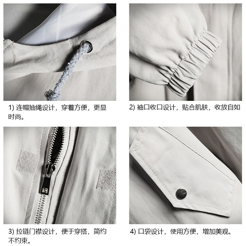 JK41099-P85纯棉连帽夹克男士大码工装夹克男外套男网格挂拍,男装夹克,电商A040A