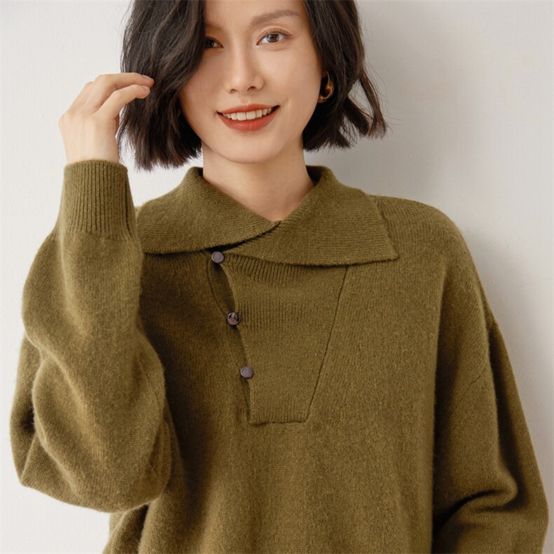 翻领打底衫女显瘦柔软长袖针织衫秋冬新款内搭毛衣图片