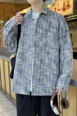 精品春款小香风男夹克衬衫长袖宽松格子衬衣休闲外套A012/8813P60，男装夹克，电商A012