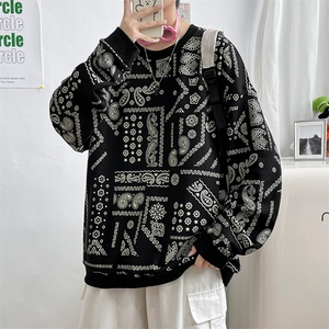 春季男士运动休闲青少年港风长袖潮牌圆领时尚印花卫衣 W408-P50图片