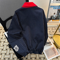 美式街头翻领条纹夹克男cleanfit高街宽松飞行服外套JK08566-P68，男装夹克，星座308B-2