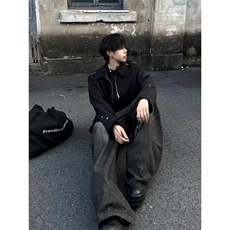 美式cleanfit垫肩短款外套男痞帅翻领正肩设计感小众高级感夹克潮，男装夹克，四季星座505