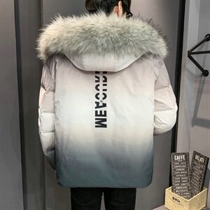 羽绒服男短款2020冬季新款渐变色外套潮牌DS620T图片
