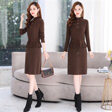 2021年秋装气质有女人味的订珠两件套毛衣连衣裙，女装连衣裙，金典明美