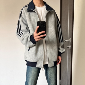 抖音得物高品质美式高街重磅结构设计拼接织带立领卫衣外套CM42