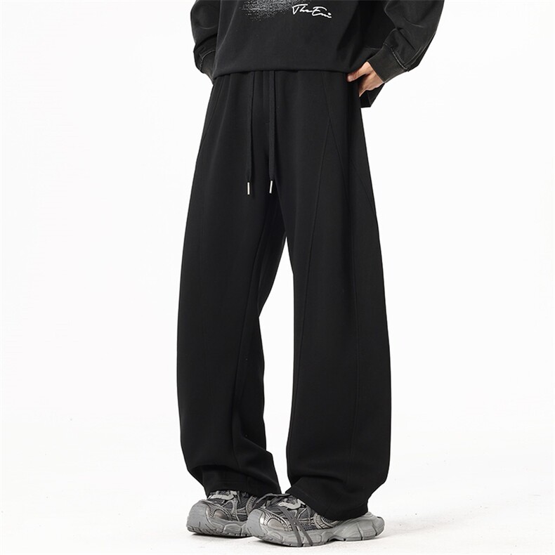 新款针织运动卫裤男直筒港风宽松美式弯刀裤潮牌休闲青少年长裤，男装休闲裤，星座1504（原917）