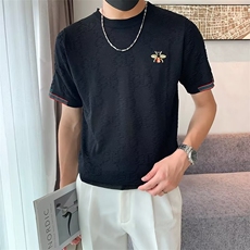 夏季高端大码短袖t恤男冰丝刺绣圆领男士冰麻小蜜蜂T恤衫M820，男装T恤，星座1116A-2（原606A-1）