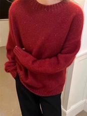 2025年秋季时尚百搭通勤简约休闲小金豆金丝圆领,女装针织衫/毛衣,雪真羊绒, 2025年秋季时尚百搭通勤简约休闲小金豆金丝圆领,女装针织衫/毛衣,雪真羊绒,