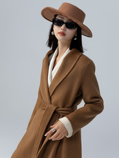 【佳伦专属】小个子定制简约气质浴袍款长款过膝双面呢大衣，女装双面呢大衣，荣图大衣