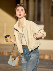 时髦率性机车款皮衣外套女2025春装新款休闲百搭pu软皮夹克短上衣，女装皮衣，魅衣本色