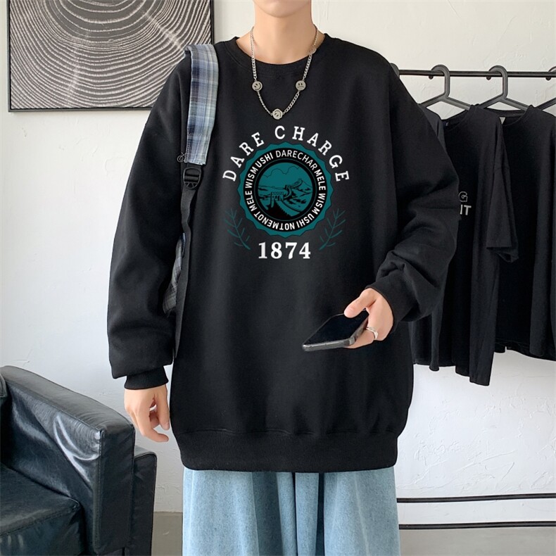Y2478P38秋季新款港风印花圆领卫衣男潮宽松帅气百搭休闲外套,男装卫衣,星座510A-1