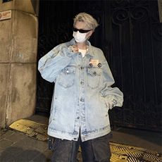 美式复古牛仔夹克男春秋季潮牌宽松上衣ins高街情侣外套J8323-P63，男装夹克，星座1008
